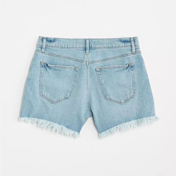 The Loft Destructed Mid Rise Denim Cut Off Shorts Light Indigo Women’s Size 14 - Picture 6 of 6